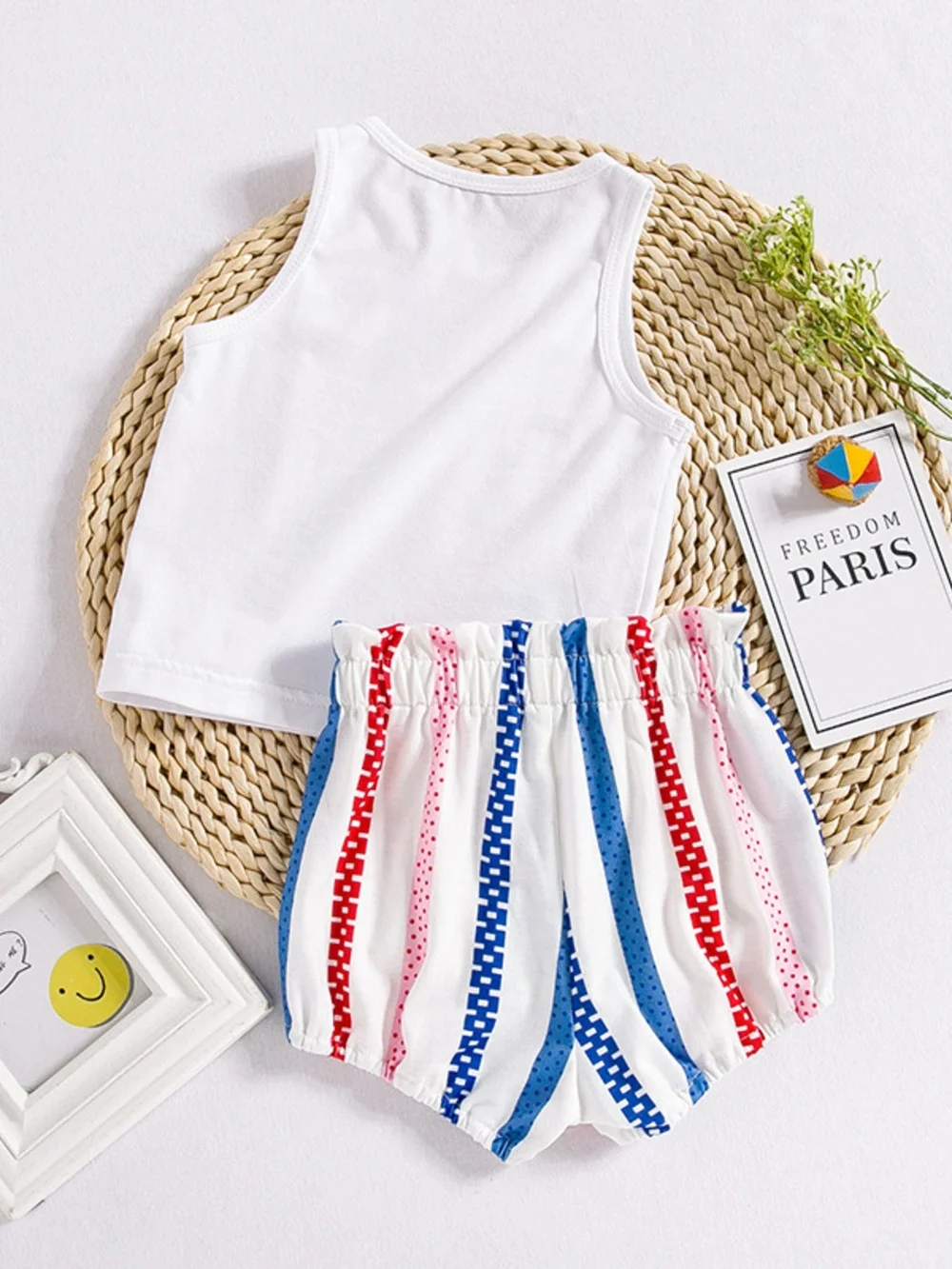Girls Patriotic USA Tank & Shorts Set - White, Red, Blue